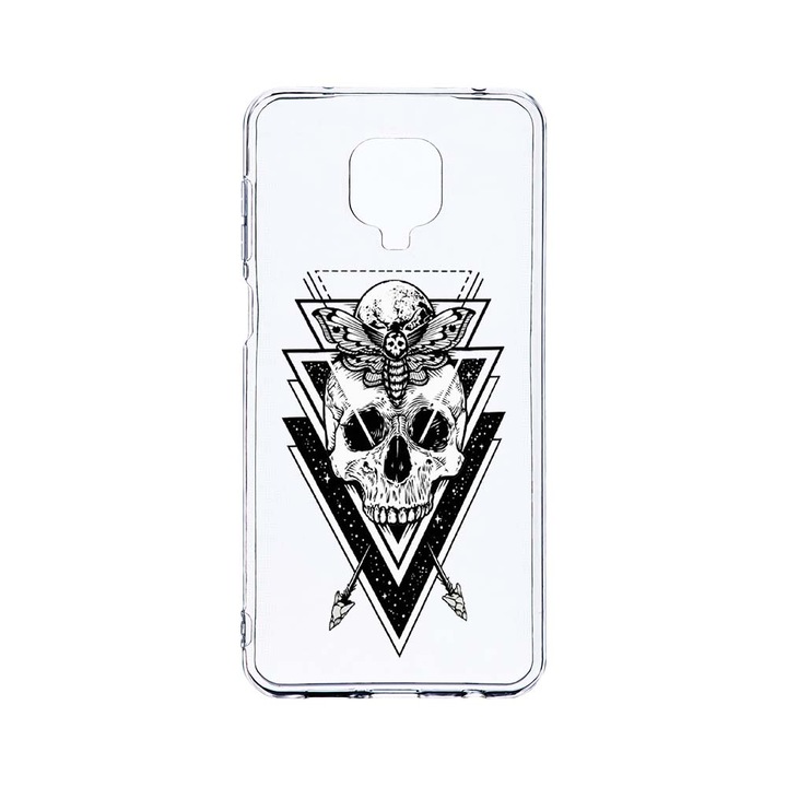 Husa BestCase® Clear Silicon 2MM, Compatibila Cu Xiaomi Redmi Note 9S, Skull, Antisoc, Protectie Camera, Margini ridicate pentru protectia ecranului, T 191