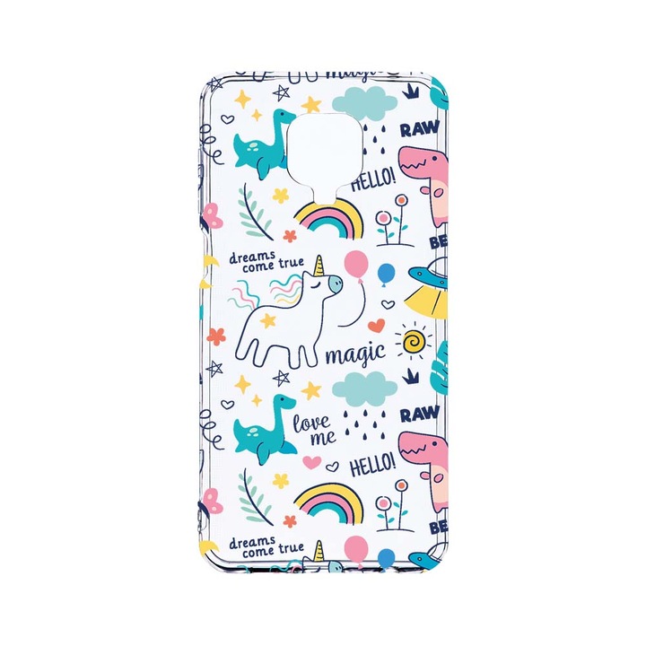 Husa BestCase® Clear Silicon 2MM, Compatibila Cu Xiaomi Redmi Note 9 Pro / Redmi Note 9 Pro Max, Unicorn - Dreams Comes True, Antisoc, Protectie Camera, Margini ridicate pentru protectia ecranului, T 759