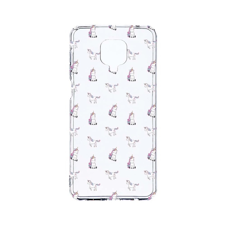 Husa BestCase® Clear Silicon 2MM, Compatibila Cu Xiaomi Redmi Note 9 Pro / Redmi Note 9 Pro Max, Unicorn Pattern, Antisoc, Protectie Camera, Margini ridicate pentru protectia ecranului, T 522