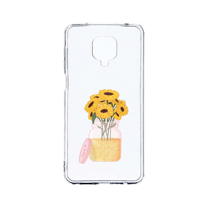 Husa BestCase® Clear Silicon 2MM, Compatibila Cu Xiaomi Redmi Note 9 Pro / Redmi Note 9 Pro Max, Sun Flower, Antisoc, Protectie Camera, Margini ridicate pentru protectia ecranului, T 639