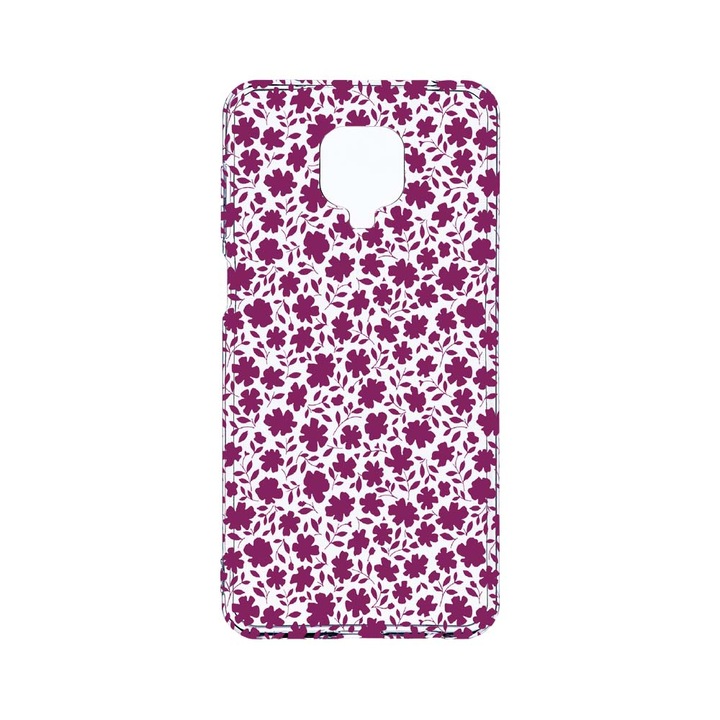 Husa BestCase® Clear Silicon 2MM, Compatibila Cu Xiaomi Redmi Note 9 Pro / Redmi Note 9 Pro Max, Flowers Pattern, Antisoc, Protectie Camera, Margini ridicate pentru protectia ecranului, T 627