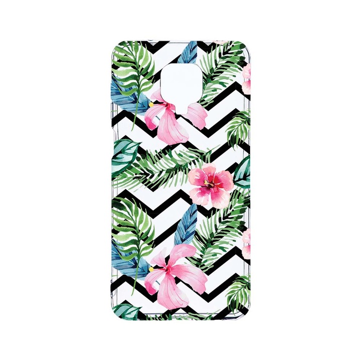 Husa BestCase® Clear Silicon 2MM, Compatibila Cu Xiaomi Redmi Note 9 Pro / Redmi Note 9 Pro Max, Tropical, Antisoc, Protectie Camera, Margini ridicate pentru protectia ecranului, T 49