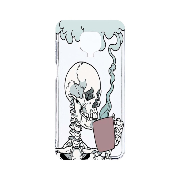 Husa BestCase® Clear Silicon 2MM, Compatibila Cu Xiaomi Redmi Note 9 Pro / Redmi Note 9 Pro Max, Skull, Antisoc, Protectie Camera, Margini ridicate pentru protectia ecranului, T 252