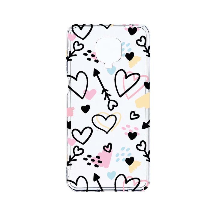 BestCase 2MM Clear Szilikon telefontok, Xiaomi Redmi Note 9 Pro / Redmi Note 9 Pro Max, Love Symbols, Kamera védelem, strapabíró, T 764