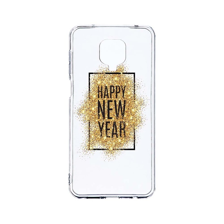 Husa BestCase® Clear Silicon 2MM, Compatibila Cu Xiaomi Redmi Note 9 Pro / Redmi Note 9 Pro Max, Happy New Year, Antisoc, Protectie Camera, Margini ridicate pentru protectia ecranului, T 355