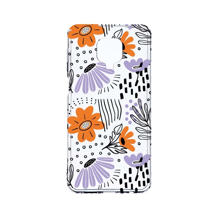 Husa BestCase® Clear Silicon 2MM, Compatibila Cu Xiaomi Redmi Note 9 Pro / Redmi Note 9 Pro Max, Flowers - Pastel Colors, Antisoc, Protectie Camera, Margini ridicate pentru protectia ecranului, T 757