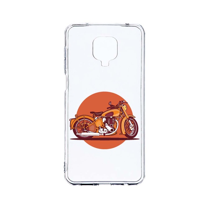Husa BestCase® Clear Silicon 2MM, Compatibila Cu Xiaomi Redmi Note 9S, Retro Bike, Antisoc, Protectie Camera, Margini ridicate pentru protectia ecranului, T 818