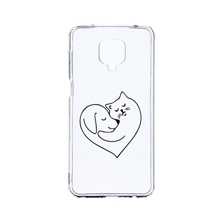 Husa BestCase® Clear Silicon 2MM, Compatibila Cu Xiaomi Redmi Note 9S, Dog And Cat Love, Antisoc, Protectie Camera, Margini ridicate pentru protectia ecranului, T 739