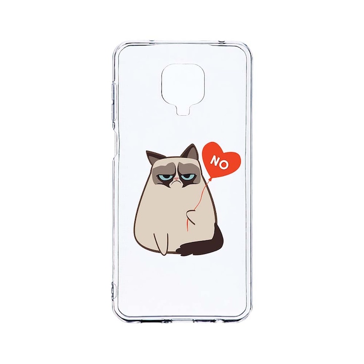 Husa BestCase® Clear Silicon 2MM, Compatibila Cu Xiaomi Redmi Note 9 Pro / Redmi Note 9 Pro Max, Meme - Grumpy Says No, Antisoc, Protectie Camera, Margini ridicate pentru protectia ecranului, T 657
