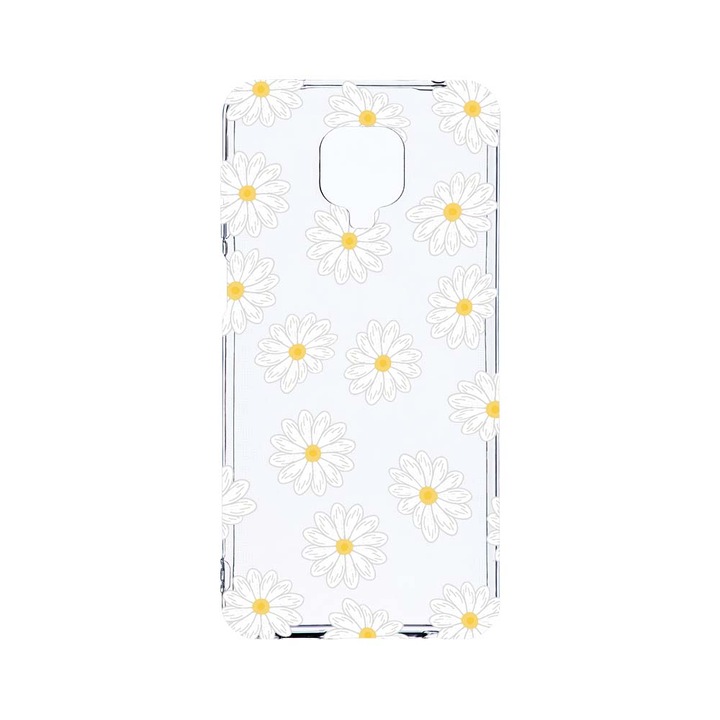 Husa BestCase® Clear Silicon 2MM, Compatibila Cu Xiaomi Redmi Note 9 Pro / Redmi Note 9 Pro Max, Happy Flowers Daisy, Antisoc, Protectie Camera, Margini ridicate pentru protectia ecranului, T 513