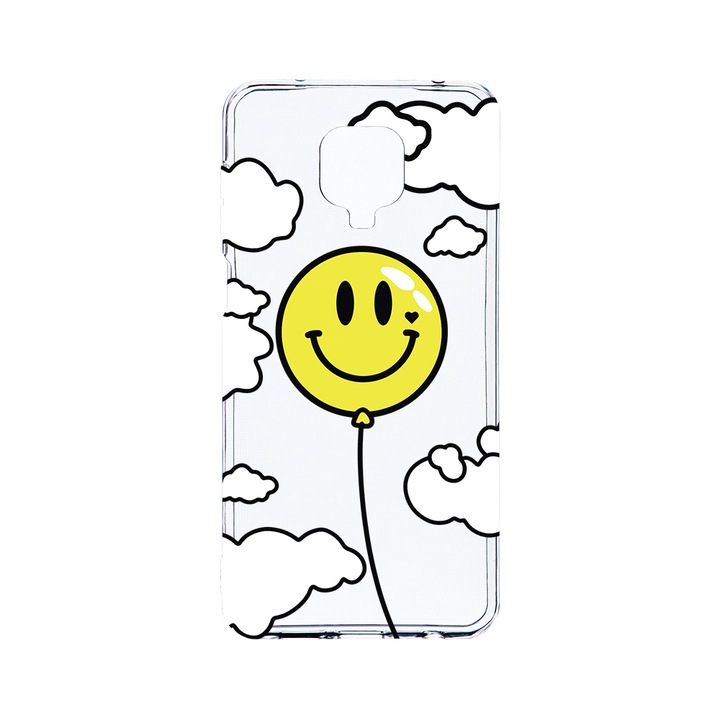BestCase 2MM Clear Szilikon telefontok, Xiaomi Redmi Note 9 Pro / Redmi Note 9 Pro Max, Balloon Smiley, Kamera védelem, strapabíró, T 957