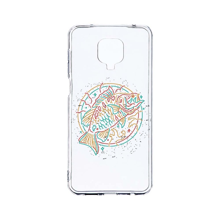Husa BestCase® Clear Silicon 2MM, Compatibila Cu Xiaomi Redmi Note 9 Pro / Redmi Note 9 Pro Max, Neon Fish, Antisoc, Protectie Camera, Margini ridicate pentru protectia ecranului, T 798