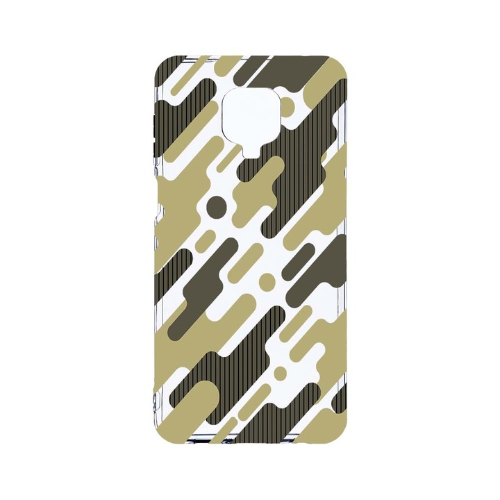 Husa BestCase® Clear Silicon 2MM, Compatibila Cu Xiaomi Redmi Note 9S, Green Camouflage, Antisoc, Protectie Camera, Margini ridicate pentru protectia ecranului, T 811