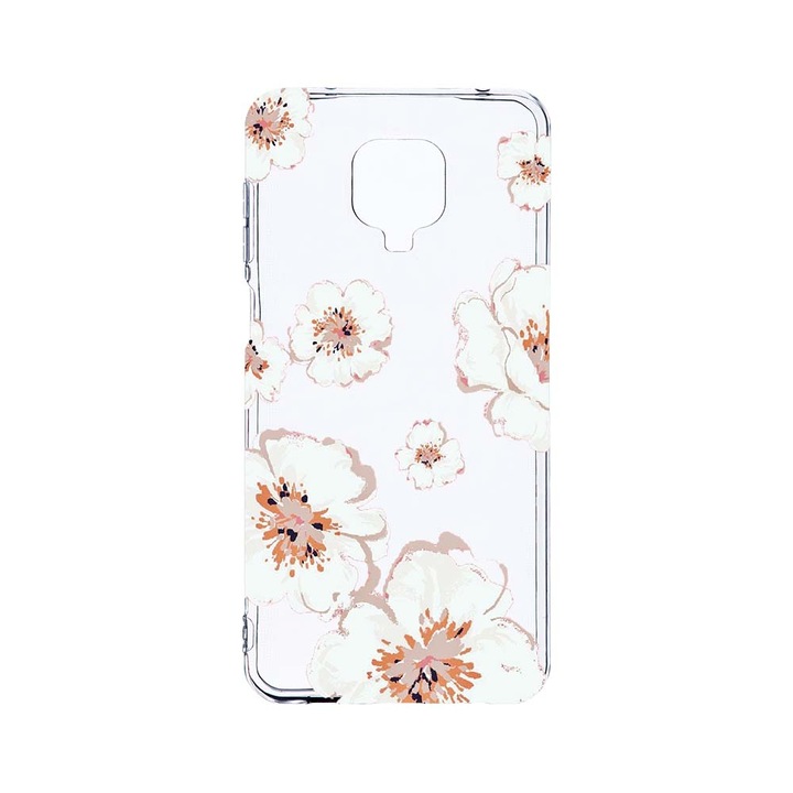 Husa BestCase® Clear Silicon 2MM, Compatibila Cu Xiaomi Redmi Note 9 Pro / Redmi Note 9 Pro Max, Pastel Colors - Flowers, Antisoc, Protectie Camera, Margini ridicate pentru protectia ecranului, T 499