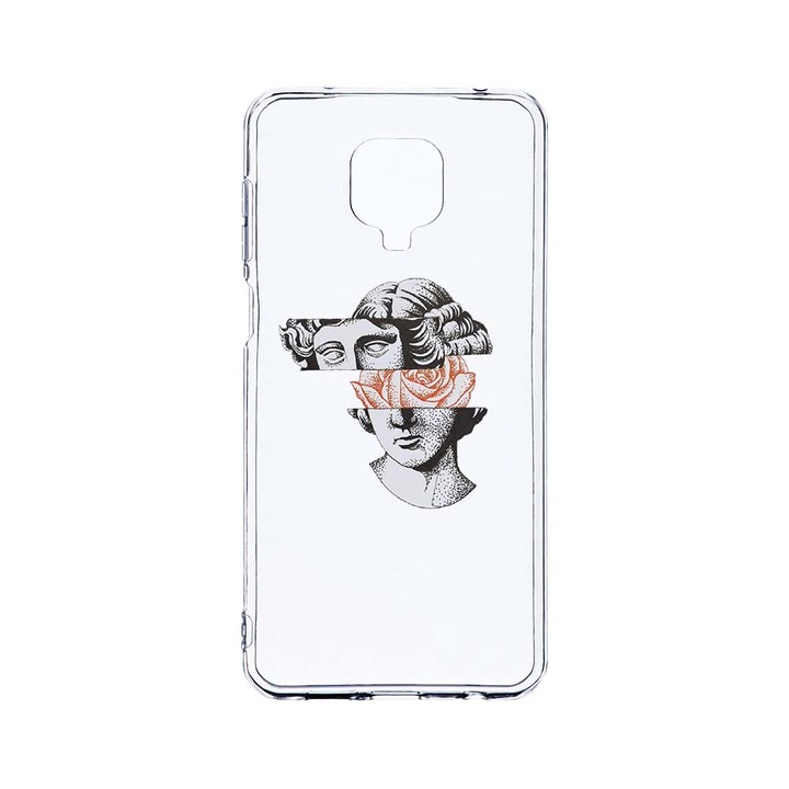 Husa BestCase® Clear Silicon 2MM, Compatibila Cu Xiaomi Redmi Note 9S, David Statue, Antisoc, Protectie Camera, Margini ridicate pentru protectia ecranului, T 731