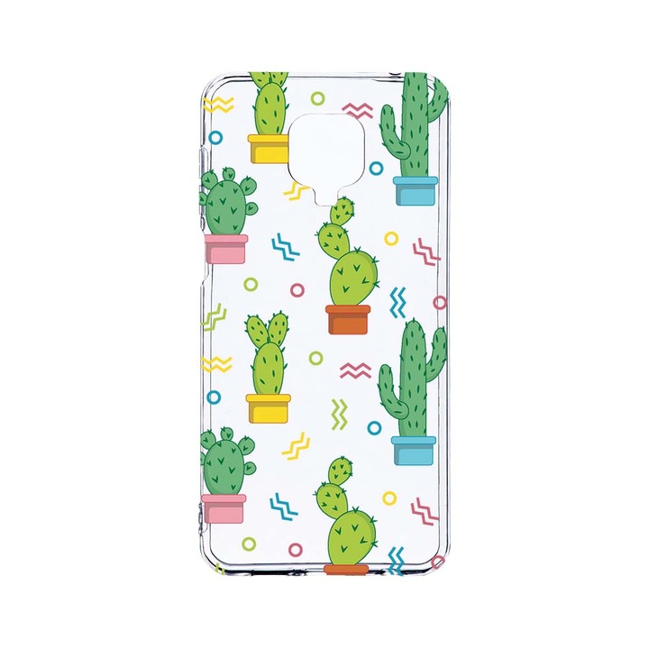 Husa BestCase® Clear Silicon 2MM, Compatibila Cu Xiaomi Redmi Note 9 Pro / Redmi Note 9 Pro Max, Cactus, Antisoc, Protectie Camera, Margini ridicate pentru protectia ecranului, T 770