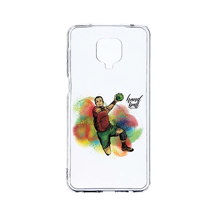 Husa BestCase® Clear Silicon 2MM, Compatibila Cu Xiaomi Redmi Note 9 Pro / Redmi Note 9 Pro Max, Handball Player, Antisoc, Protectie Camera, Margini ridicate pentru protectia ecranului, T 801