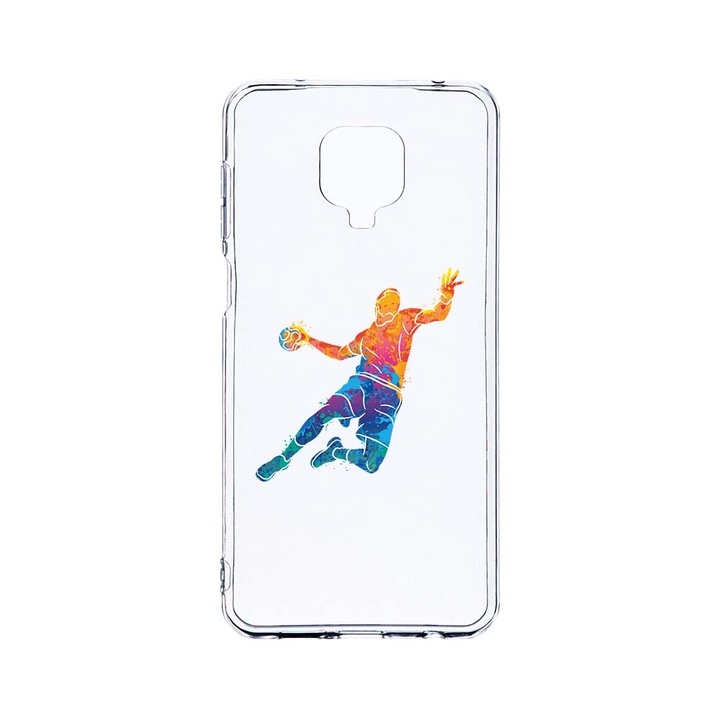 Husa BestCase® Clear Silicon 2MM, Compatibila Cu Xiaomi Redmi Note 9S, Handball Colorful, Antisoc, Protectie Camera, Margini ridicate pentru protectia ecranului, T 800