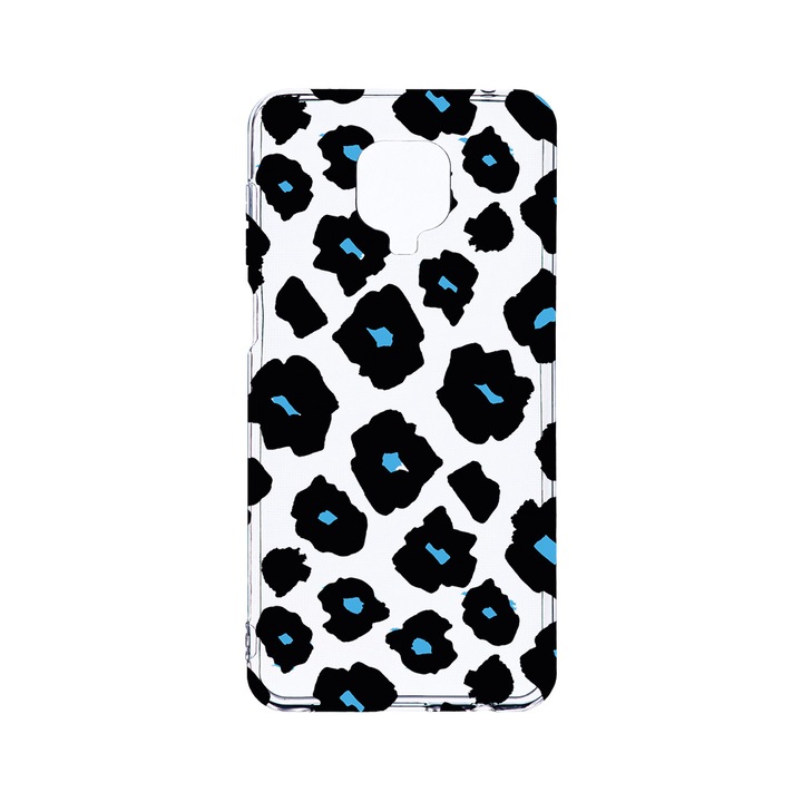 Husa BestCase® Clear Silicon 2MM, Compatibila Cu Xiaomi Redmi Note 9 Pro / Redmi Note 9 Pro Max, Blue Leopard Pattern, Antisoc, Protectie Camera, Margini ridicate pentru protectia ecranului, T 1039