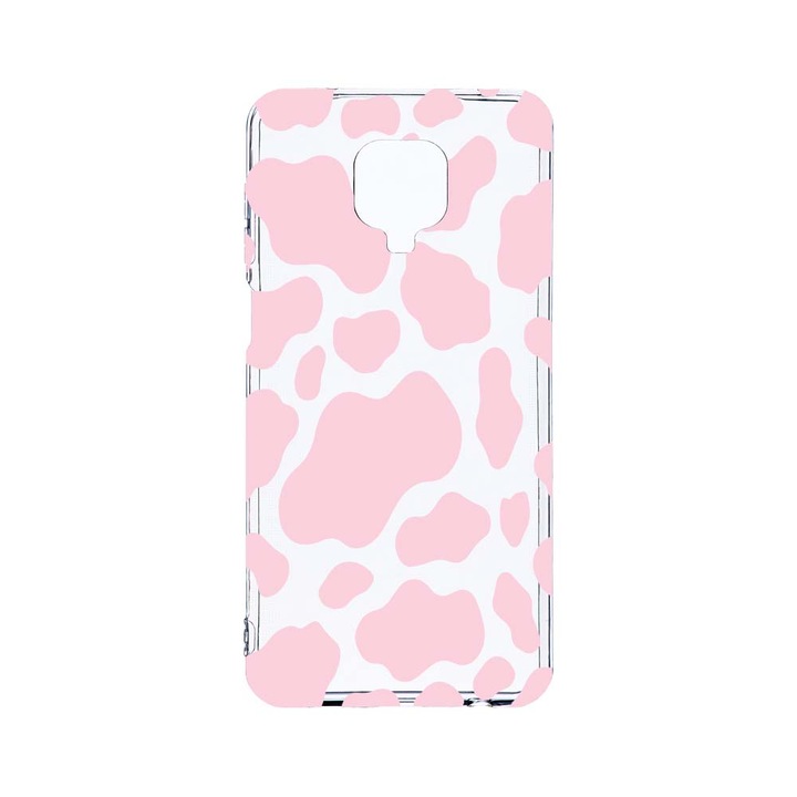 Husa BestCase® Clear Silicon 2MM, Compatibila Cu Xiaomi Redmi Note 9 Pro / Redmi Note 9 Pro Max, Pink Cow, Antisoc, Protectie Camera, Margini ridicate pentru protectia ecranului, T 786