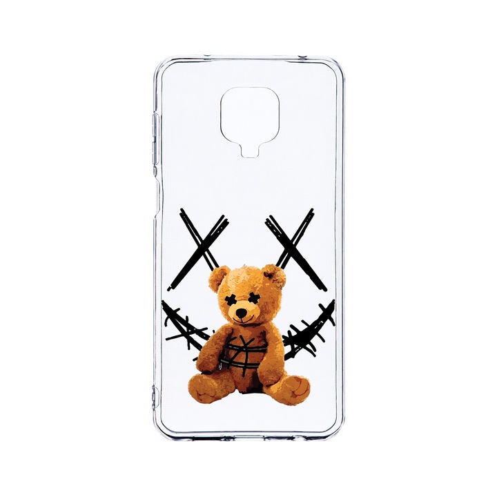 Husa BestCase® Clear Silicon 2MM, Compatibila Cu Xiaomi Redmi Note 9 Pro / Redmi Note 9 Pro Max, Teddy Bear Smile, Antisoc, Protectie Camera, Margini ridicate pentru protectia ecranului, T 982