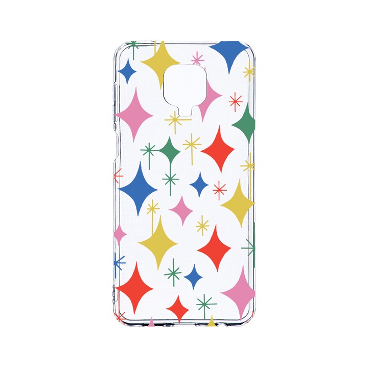 Husa BestCase® Clear Silicon 2MM, Compatibila Cu Xiaomi Redmi Note 9 Pro / Redmi Note 9 Pro Max, Star Pattern, Antisoc, Protectie Camera, Margini ridicate pentru protectia ecranului, T 988