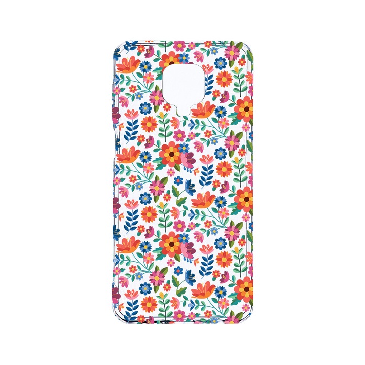 Husa BestCase® Clear Silicon 2MM, Compatibila Cu Xiaomi Redmi Note 9 Pro / Redmi Note 9 Pro Max, Flower Pattern, Antisoc, Protectie Camera, Margini ridicate pentru protectia ecranului, T 953