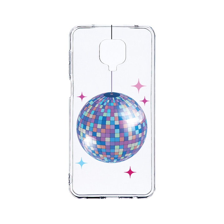 Husa BestCase® Clear Silicon 2MM, Compatibila Cu Xiaomi Redmi Note 9S, Disco Ball, Antisoc, Protectie Camera, Margini ridicate pentru protectia ecranului, T 1006