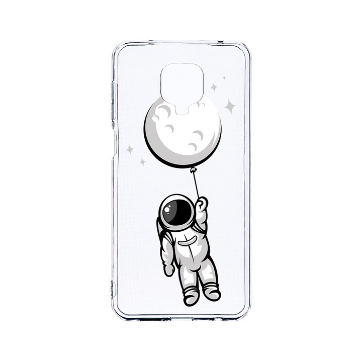 Husa BestCase® Clear Silicon 2MM, Compatibila Cu Xiaomi Redmi Note 9 Pro / Redmi Note 9 Pro Max, Astronaut, Antisoc, Protectie Camera, Margini ridicate pentru protectia ecranului, T 996