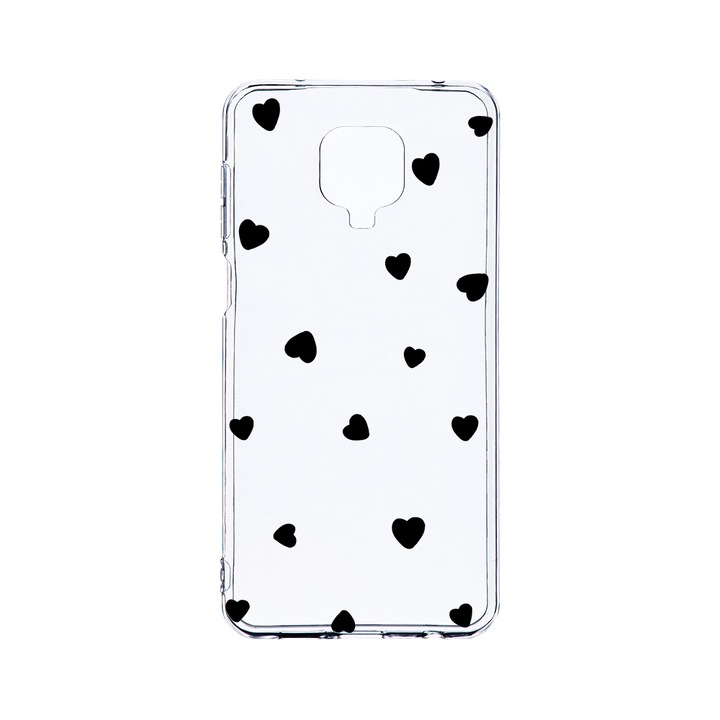 Husa BestCase® Clear Silicon 2MM, Compatibila Cu Xiaomi Redmi Note 9S, Heart Pattern, Antisoc, Protectie Camera, Margini ridicate pentru protectia ecranului, T 1041