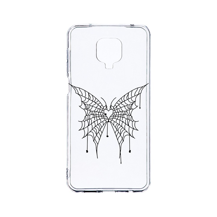 Husa BestCase® Clear Silicon 2MM, Compatibila Cu Xiaomi Redmi Note 9 Pro / Redmi Note 9 Pro Max, Butterfly, Antisoc, Protectie Camera, Margini ridicate pentru protectia ecranului, T 1042
