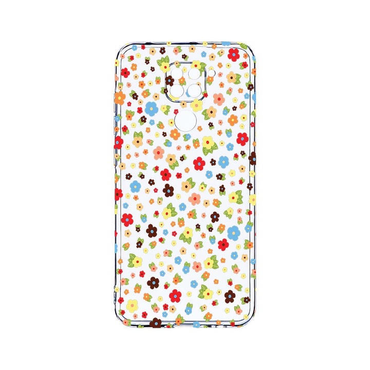 Husa BestCase® Clear Silicon 2MM, Compatibila Cu Xiaomi Redmi Note 9, Happy Little Flowers, Antisoc, Protectie Camera, Margini ridicate pentru protectia ecranului, T 501