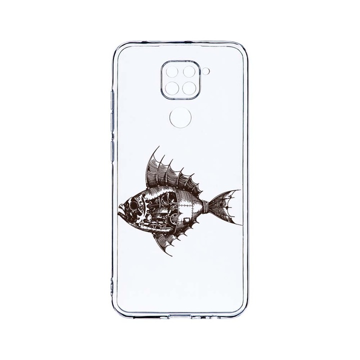 Husa BestCase® Clear Silicon 2MM, Compatibila Cu Xiaomi Redmi Note 9, Fish, Antisoc, Protectie Camera, Margini ridicate pentru protectia ecranului, T 825