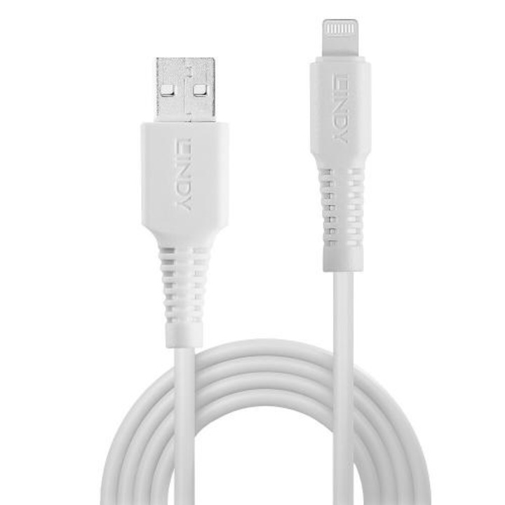 Lindy 31325 adatkábel, USB - Lightning, 0,5 m, fehér