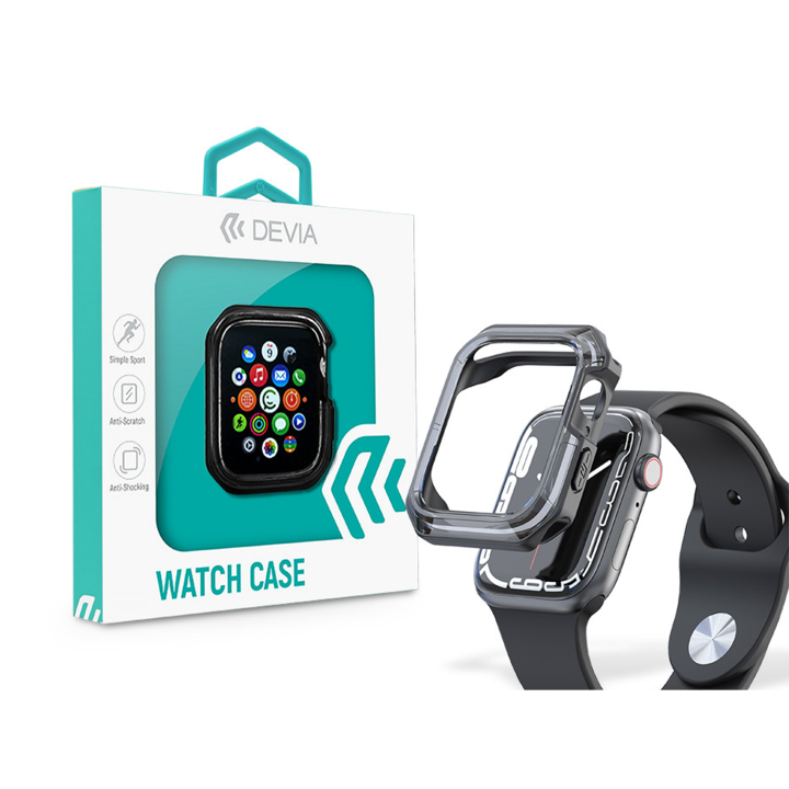 Apple Watch ütésálló védőtok - Devia Sport Series Shockproof Case For iWatch - 41 mm - black/transparent (ST366857)