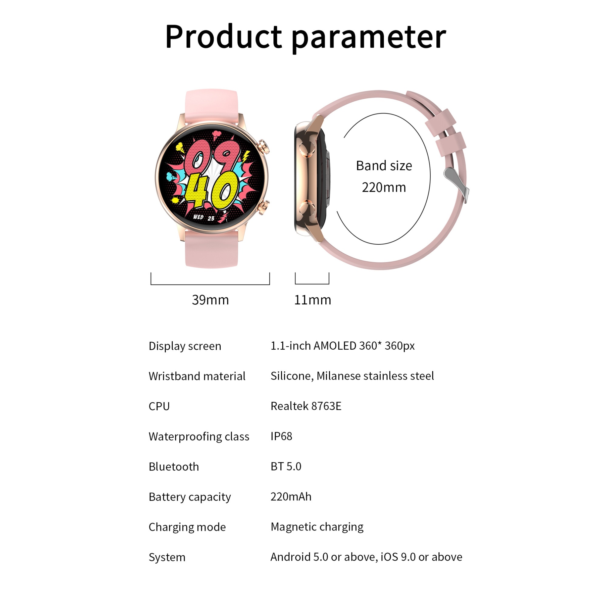 Ceas Smartwatch Live On Watch IdealStore, Ecran AMOLED HD 1.1 inch ...