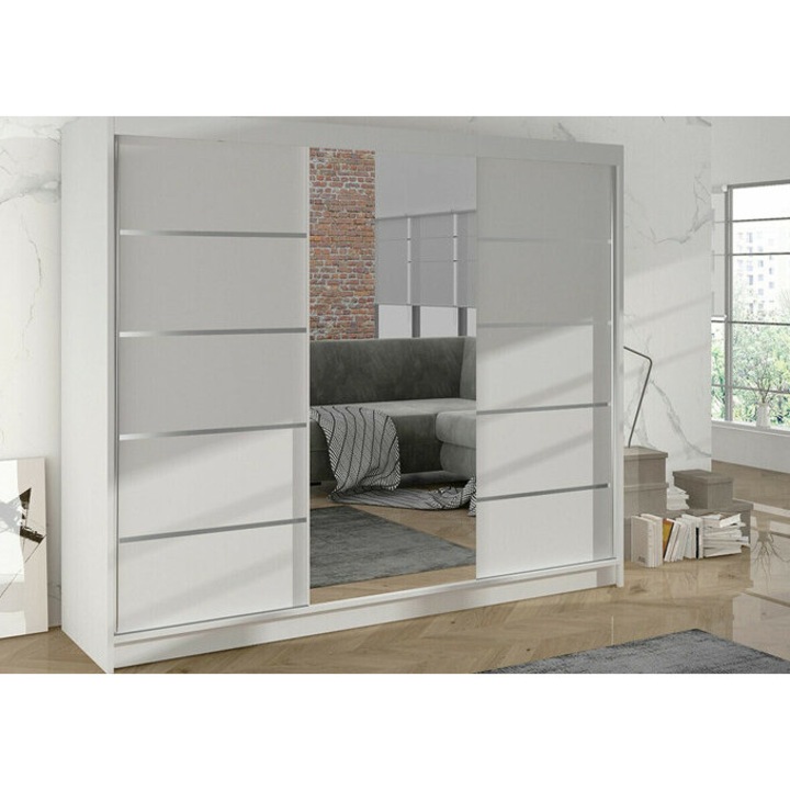 Gardróbszekrény Atlanta 162 (Fehér), 200x215x58cm, Anyagtípus: Alumínium