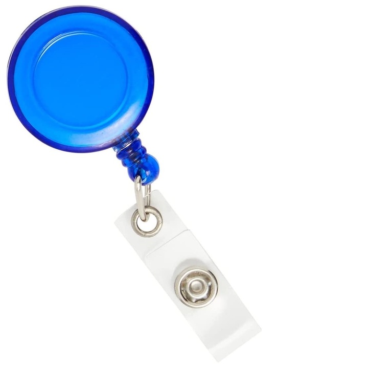 Behúzható kék kitűző zsinór, FLR, 10 db/szett, kapcsokkal, személyi igazolványokhoz
