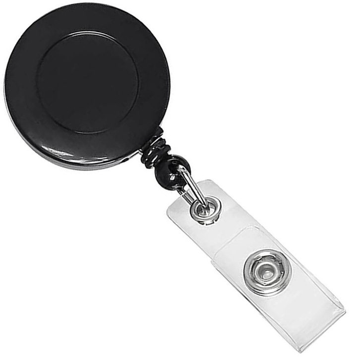 Snur retractabil pentru ecuson negru, FLR, 10 buc/set, cu clips, pentru legitimatie