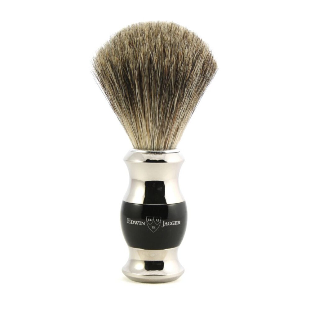 Edwin Jagger Pamatuf pentru barbierit Ebony & Silver, Pure Badger