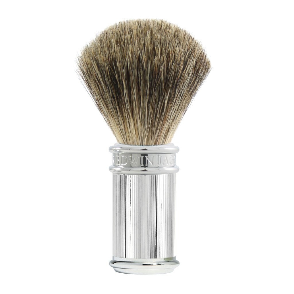 Edwin Jagger Pamatuf pentru barbierit Classic Lined Silver, Pure Badger