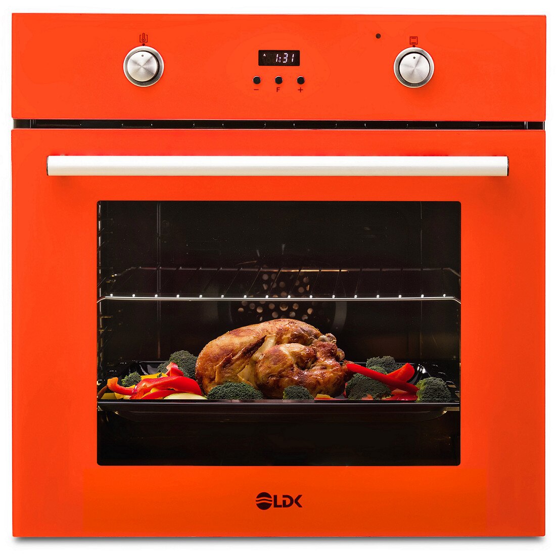 Cuptor incorporabil LDK A69EZRD, Digital, 60 litri, 7 Functii, Timer, Grill, Iluminare, Clasa A, 3 Ani garantie, Portocaliu