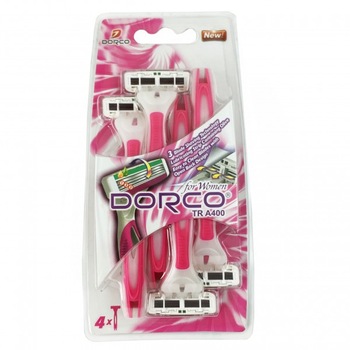 Aparat de ras dispozabil pentru dame Dorco TRA 400 cu 3 lame, banda lubrifianta, cap pivotant, maner cauciuc 4 bucati Aparat de ras dispozabil pentru dame Dorco TRA 400 cu 3 lame, banda lubrifianta, cap pivotant, maner cauciuc 4 bucati