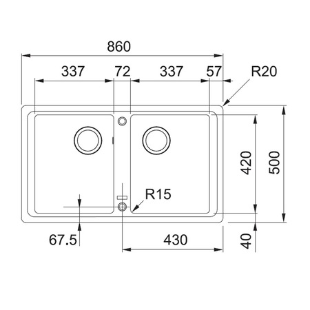 Chiuveta bucatarie fragranite Franke BFG 620, 860x500mm, reversibila, avena