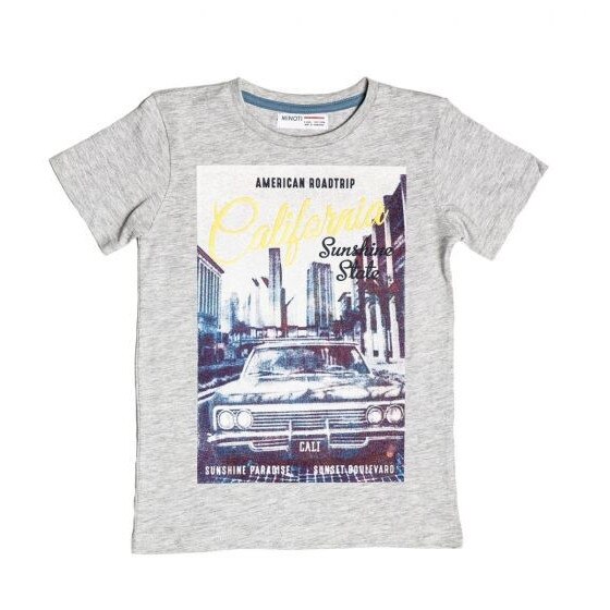 Tricou Minoti gri cu imagine imprimata pentru baieti