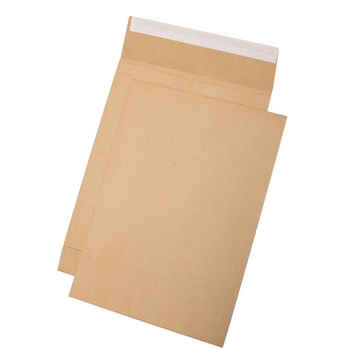 Plic B4, 250 x 353 mm, kraft, banda silicon, 90 g/mp, 250 bucati/cutie