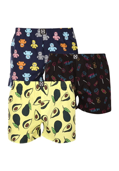 Set 3 pantaloni scurti, Hosefeathers, Bumbac, Multicolor, L