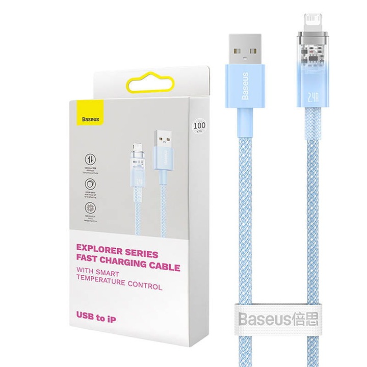 Cablu de incarcare rapida, Baseus, USB-A/Lightning, 2 m, Albastru