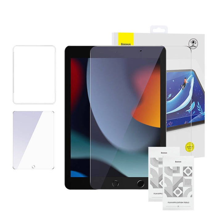 2 db edzett üveg védőfólia készlet, Baseus Crystal, 0,3 mm, iPad Pro/Air3 10,5"/iPad 7/8/9 10,2"