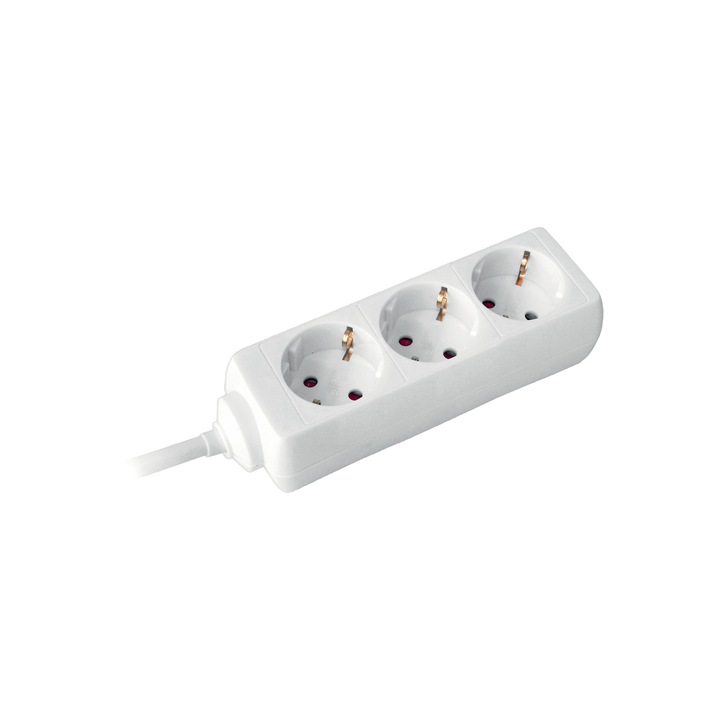 Разклонител, БЯЛ, 3x2P+E с кабел 3 метра / 1.5mm2, Commel